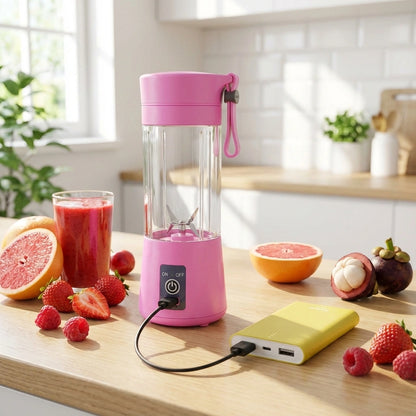 Portable Electric USB Juice Maker Bottle | Blender Grinder Mixer | Rechargeable Bottle with 6 Blades With Magnate