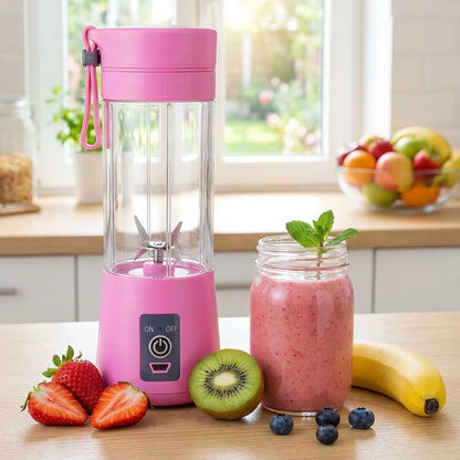 Portable Electric USB Juice Maker Bottle | Blender Grinder Mixer | Rechargeable Bottle with 6 Blades With Magnate
