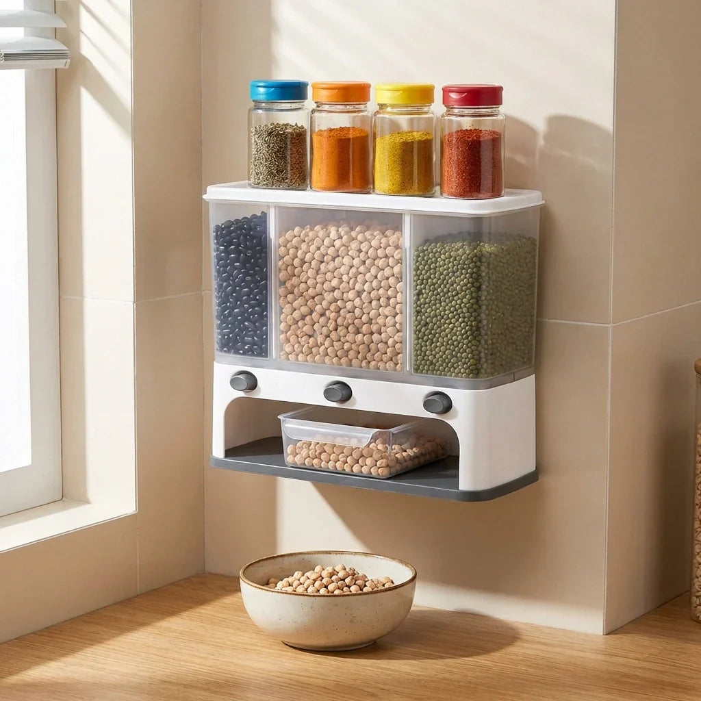 Best easy flow cereal dispenser – 3 in 1 wall mount - food storage containers | 2026 | fast shipping