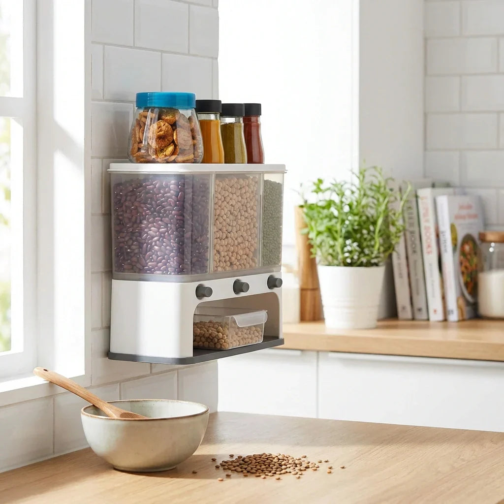 Best easy flow cereal dispenser – 3 in 1 wall mount - food storage containers | 2026 | fast shipping