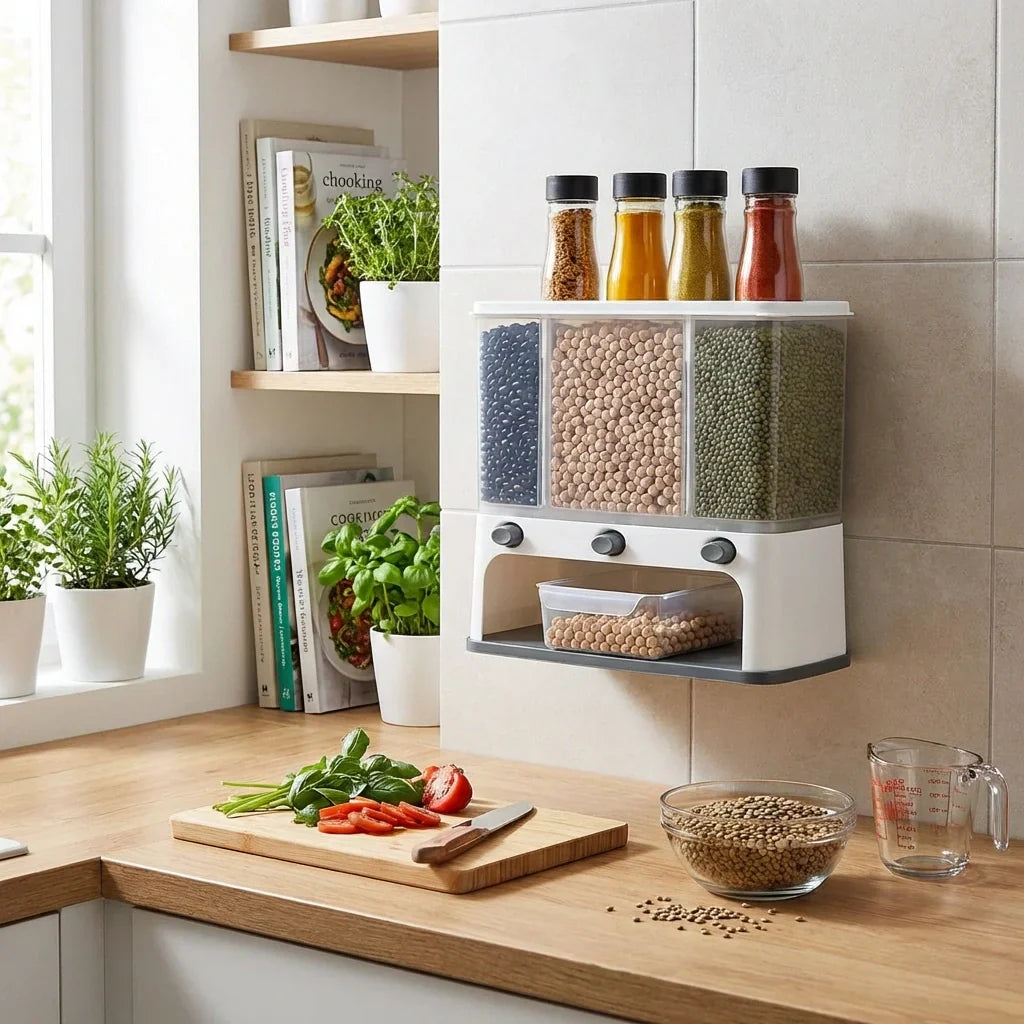 Best easy flow cereal dispenser – 3 in 1 wall mount - food storage containers | 2026 | fast shipping