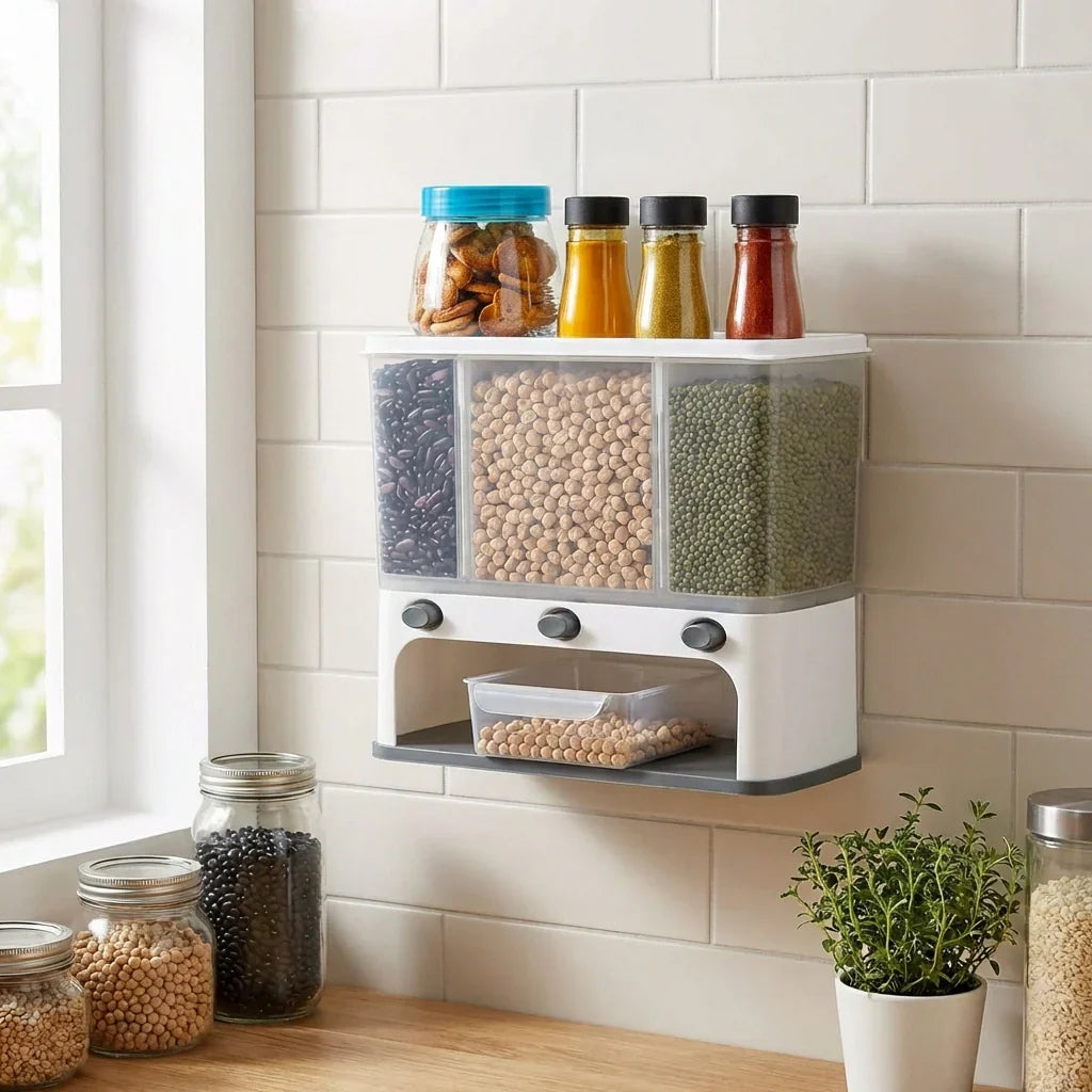 Best easy flow cereal dispenser – 3 in 1 wall mount - food storage containers | 2026 | fast shipping