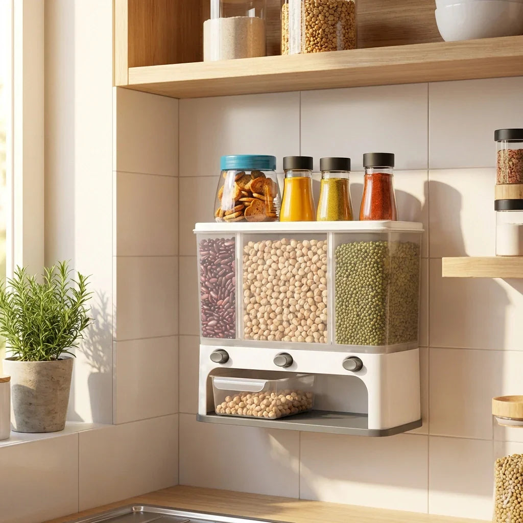 Best easy flow cereal dispenser – 3 in 1 wall mount - food storage containers | 2026 | fast shipping