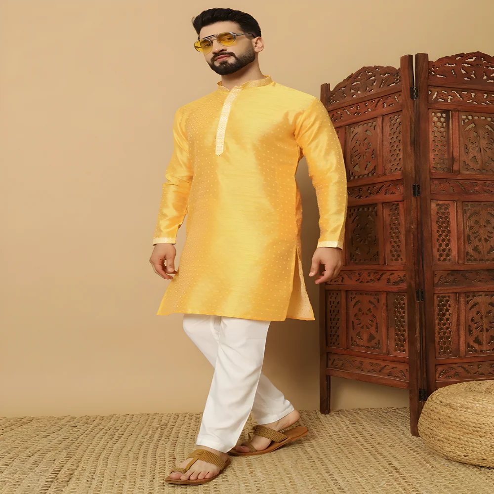 Elegant Yellow Festive Kurta clothing