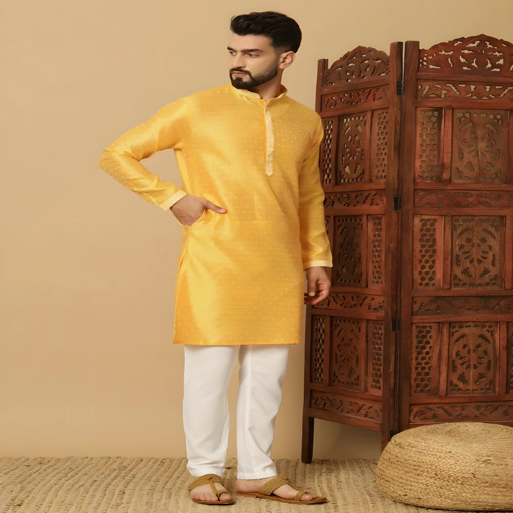 Elegant Yellow Festive Kurta clothing