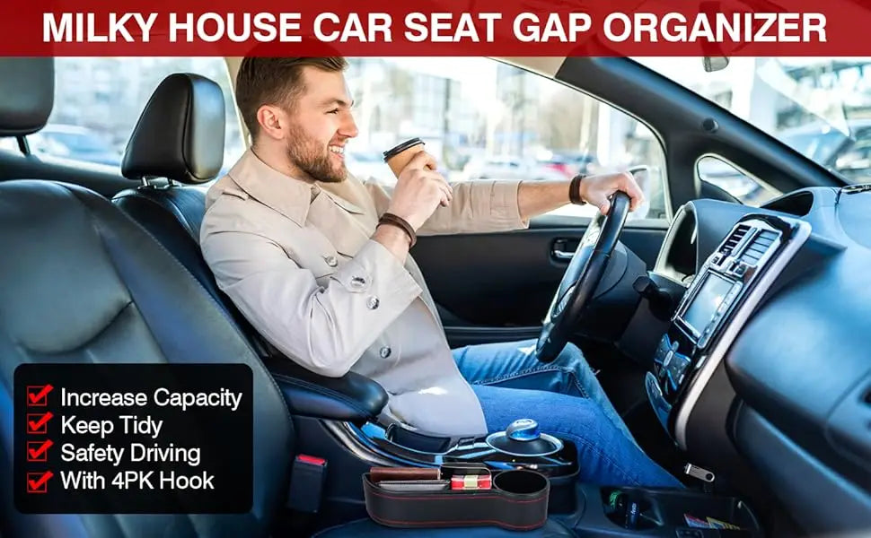 MILKY HOUSE CAR SEAT GAP ORGANIZED AND 4 PIECES SEAT HOOK