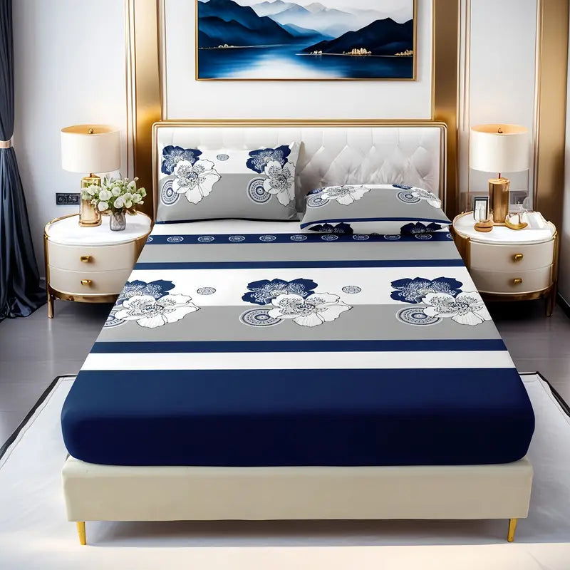 Fitted Bedsheet Contrast Pillow Cover Set home decor