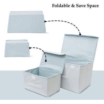 Foldable Non Woven Big and Small Storage Basket Bins Wardrobe Closet Organizer (Pack of 2)