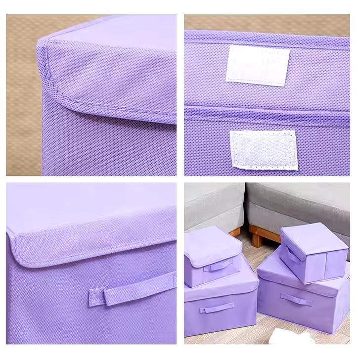 Foldable Non Woven Big and Small Storage Basket Bins Wardrobe Closet Organizer (Pack of 2)