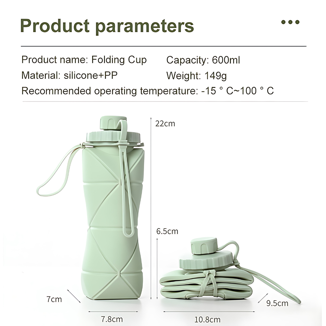 Foldable Silicone Water Bottle with Portable Buckle 700 ml (Pack of 2) Water Bottles