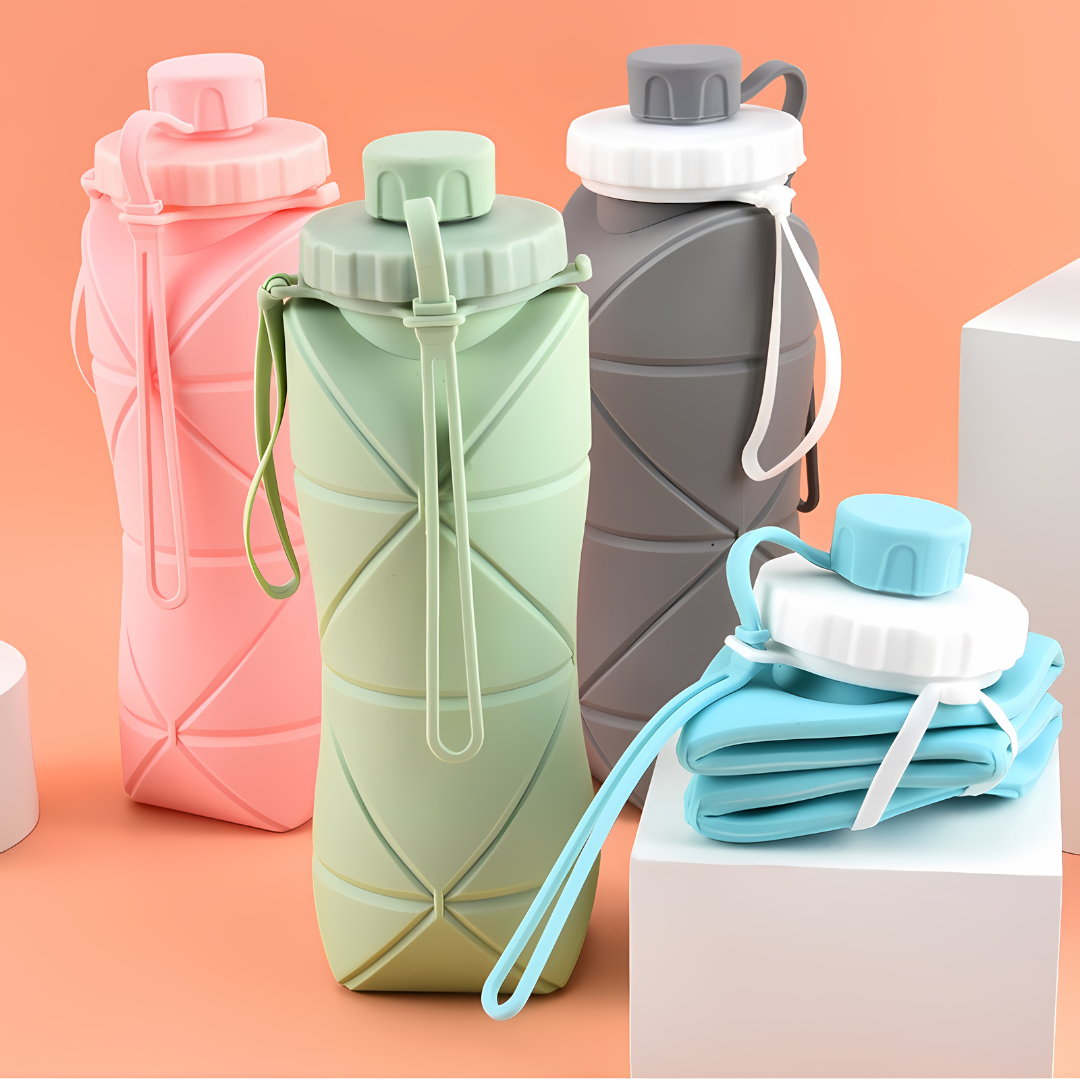 Foldable Silicone Water Bottle with Portable Buckle 700 ml (Pack of 2) Water Bottles