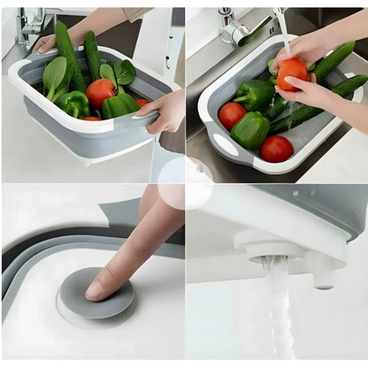 Folding Cutting Board with Basket