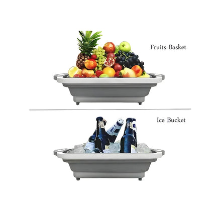 Folding Cutting Board with Basket