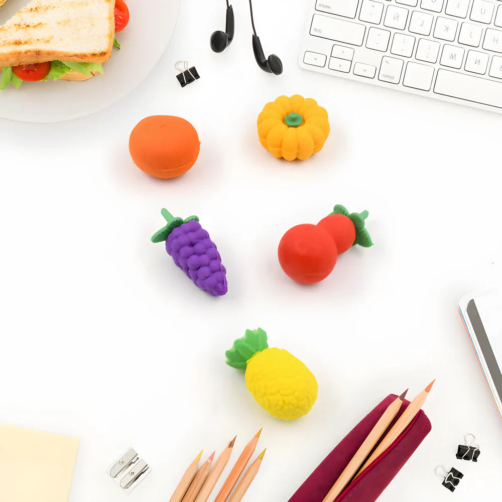 Best fruit shape erasers set - column stands | 2025 | fast shipping
