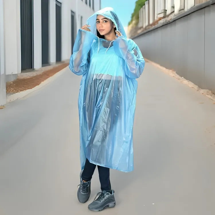 FULLY Reusable Wallet Rain Card Rain Coat for Adults (Set of 5) Multicolour Blue