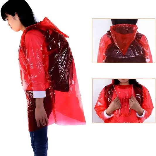 FULLY Reusable Wallet Rain Card Rain Coat for Adults (Set of 5) Multicolour Red