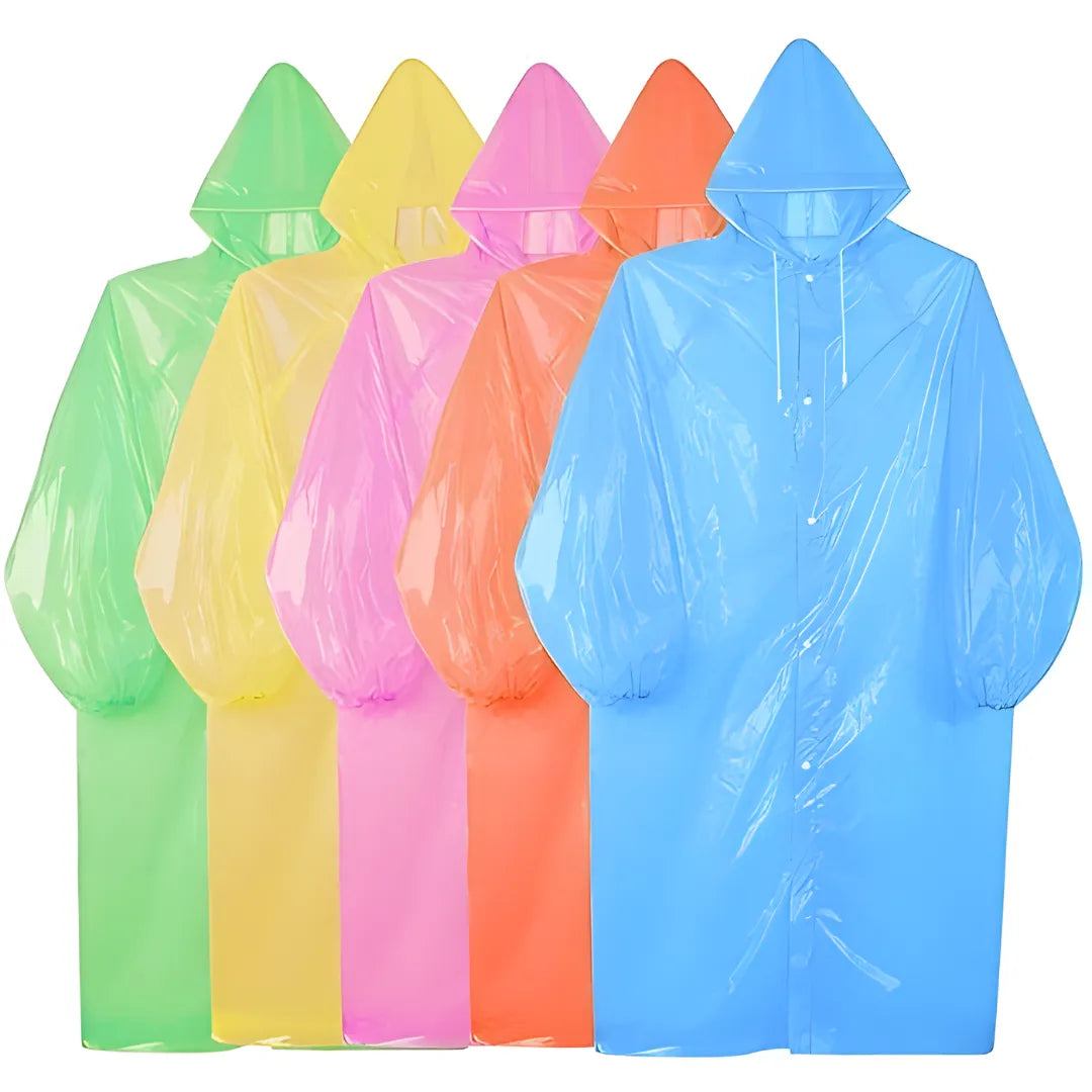 FULLY Reusable Wallet Rain Card Rain Coat for Adults (Set of 5) Multicolour