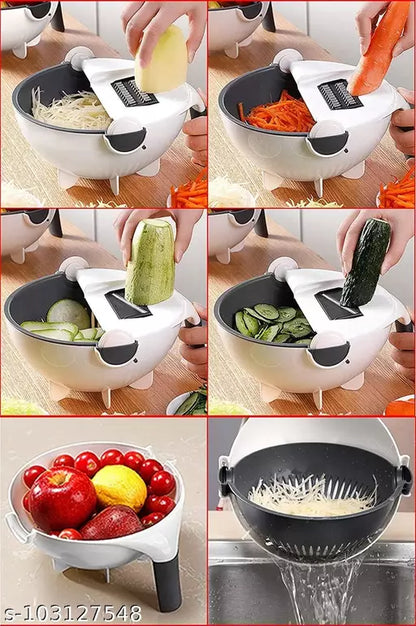 9 in 1 Multifunction Plastic Magic Rotate Vegetable Cutter