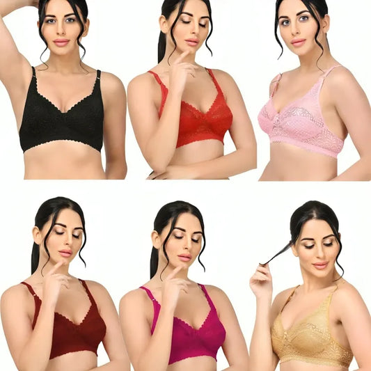 Girls Full Coverage Non Padded Net Bra (Pack of 2)