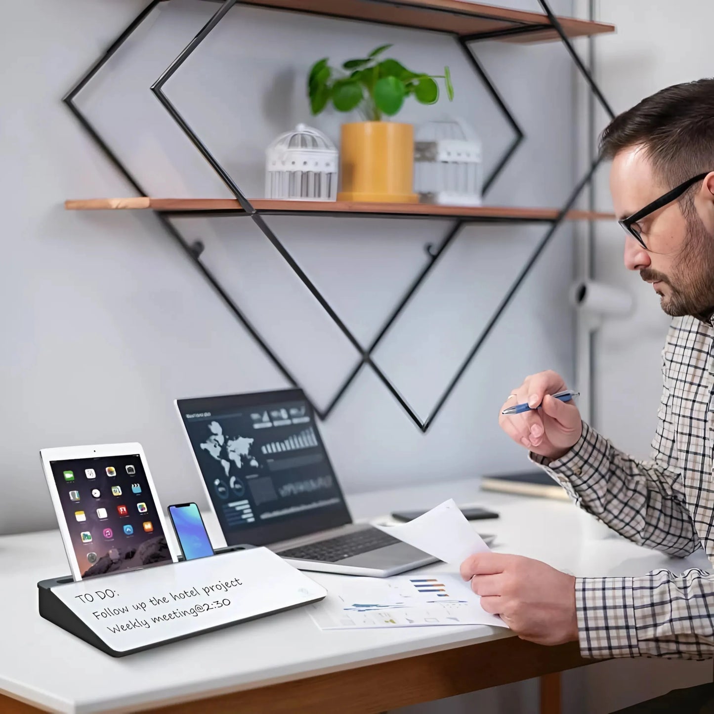 Glass Dry Erase Desk Organizer Home Accessories