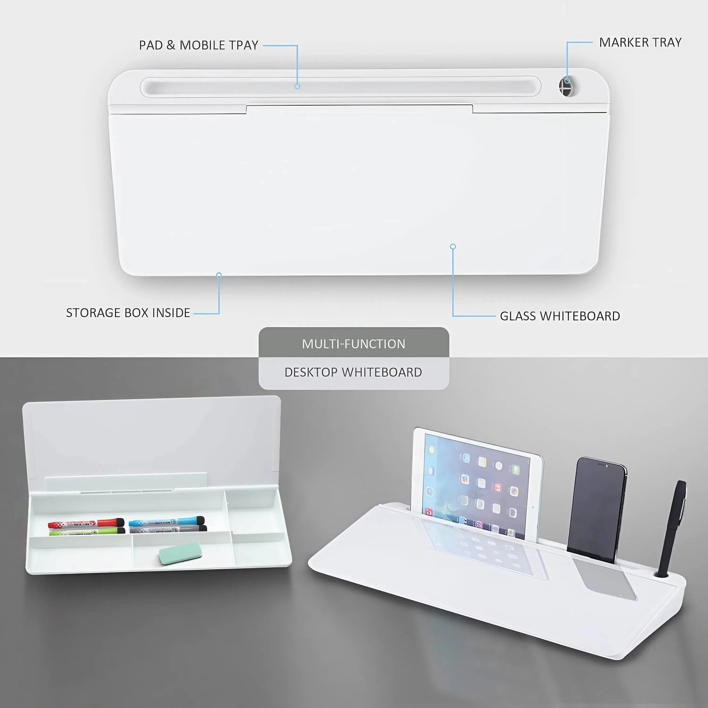 Glass Dry Erase Desk Organizer Home Accessories
