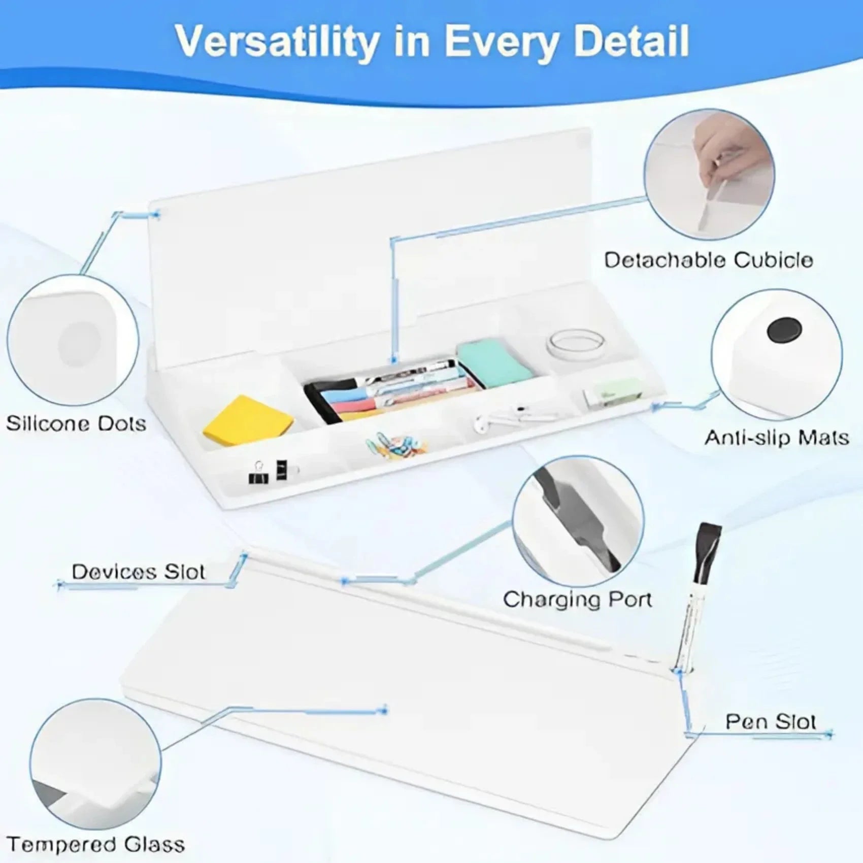 Glass Dry Erase Desk Organizer Home Accessories