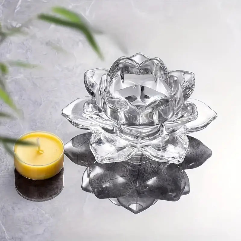 Glass Lotus Flower Tea Light Home Accessories