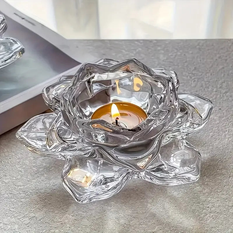 Glass Lotus Flower Tea Light Home Accessories