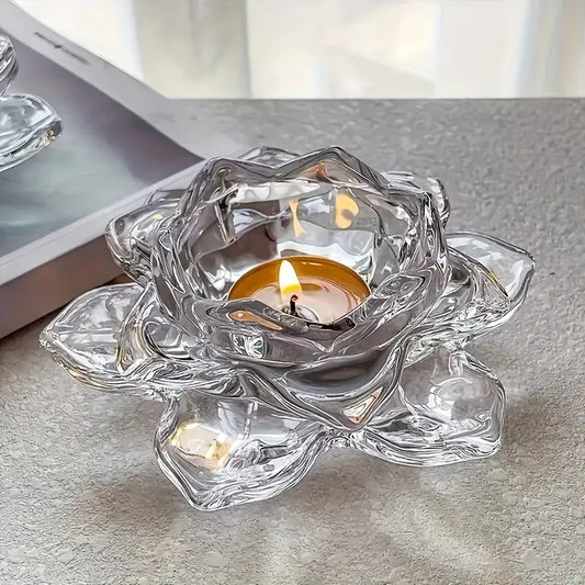 Glass Lotus Flower Tea Light Home Accessories