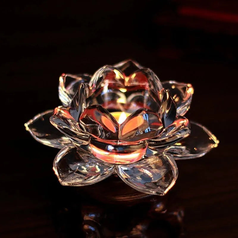 Glass Lotus Flower Tea Light Home Accessories