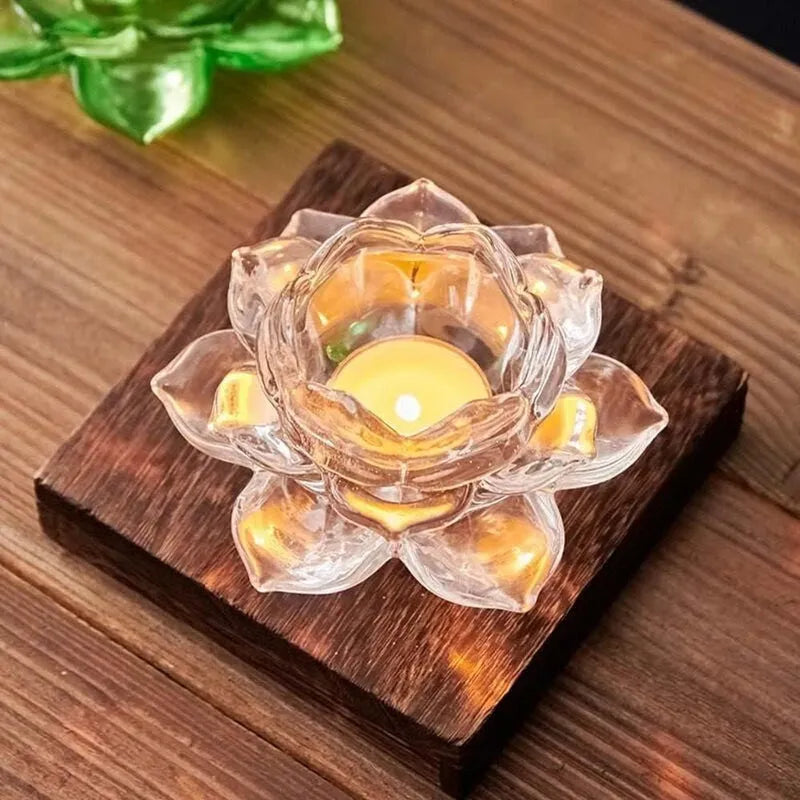 Glass Lotus Flower Tea Light Home Accessories