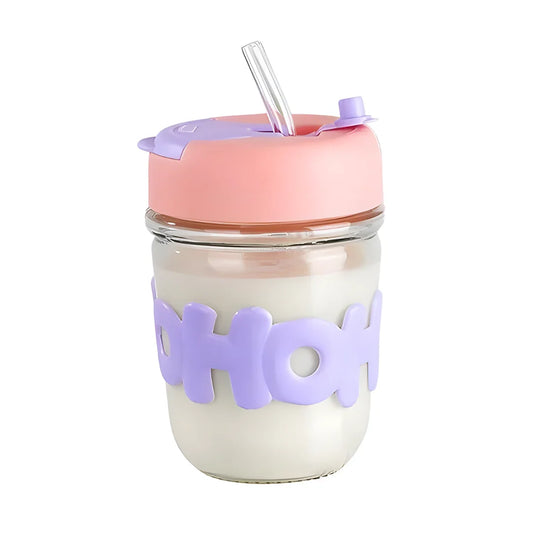 Glass Tumbler Mug with Lid & Silicon Sleeve