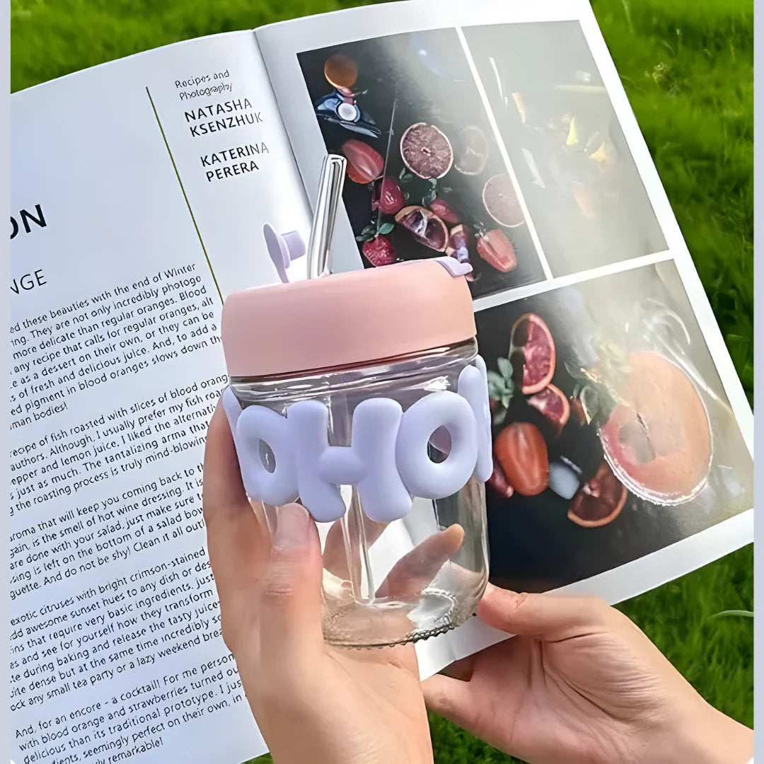 Glass Tumbler Mug with Lid & Silicon Sleeve