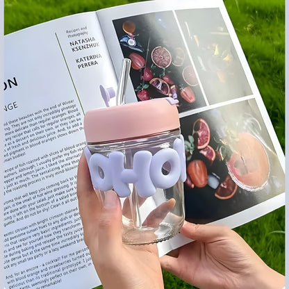 Glass Tumbler Mug with Lid & Silicon Sleeve