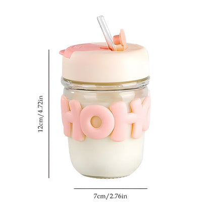 Glass Tumbler Mug with Lid & Silicon Sleeve