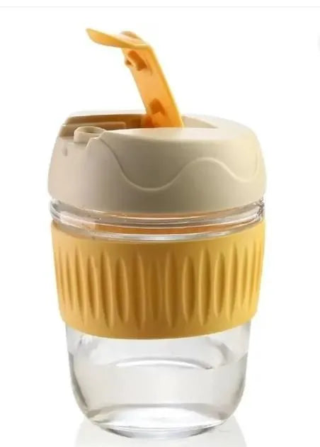 Glass Tumbler with Airtight Lid and Straw Water Bottles