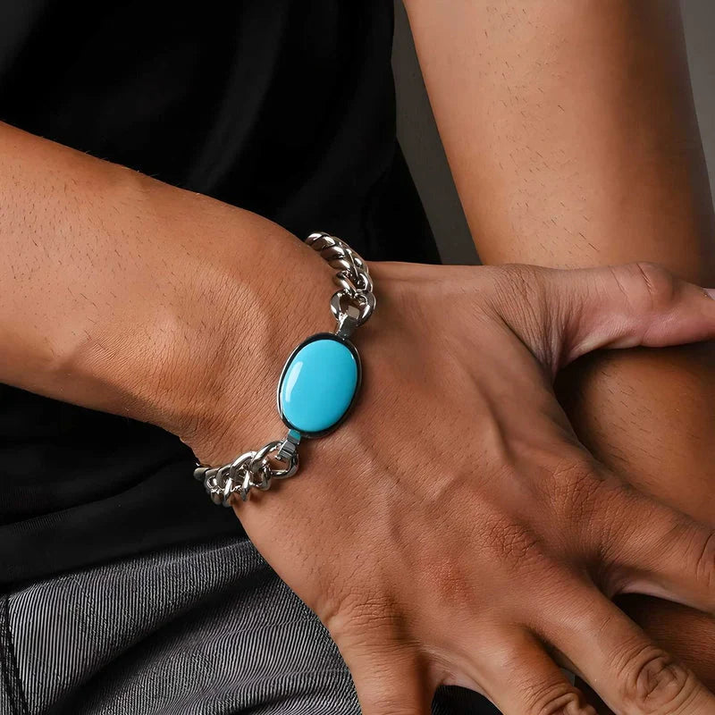 Gleaming Beads & Silver Plated Men’s Bracelet jewelry