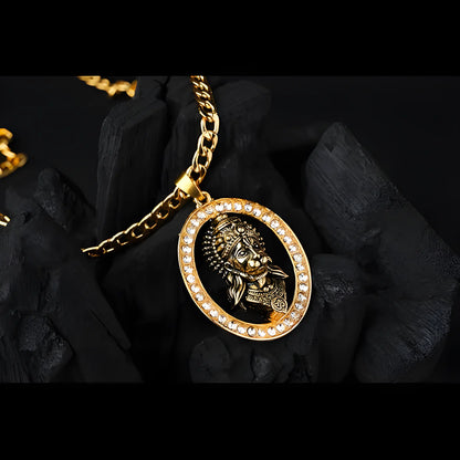 Gold Plated Hanuman Face Pendant with Stone jewelry