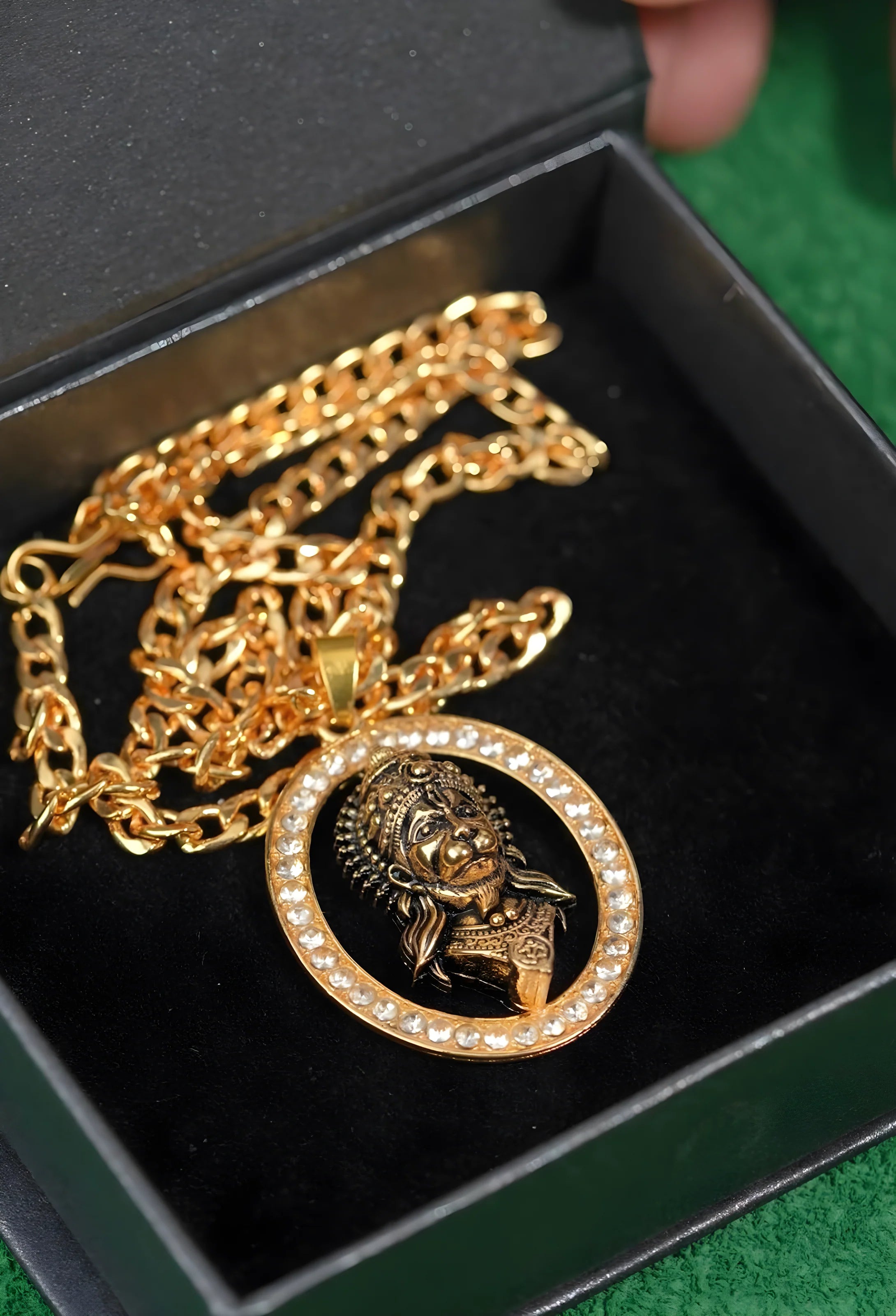 Gold Plated Hanuman Face Pendant with Stone jewelry