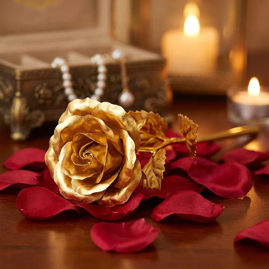 Artificial Golden Rose Gifts for Girls