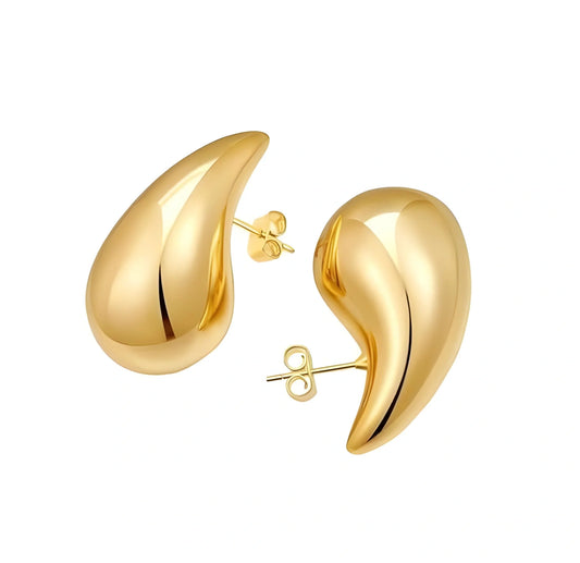 Gold Teardrop Statement Earrings