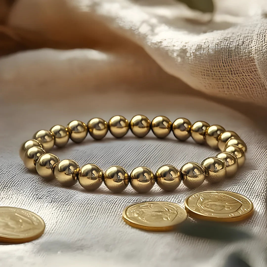 Golden Pyrite Bracelet 8mm Beads