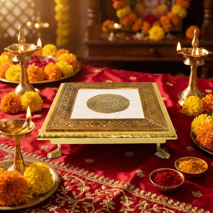 Best golden - square pooja chowki - religious altars | 2026 | fast shipping