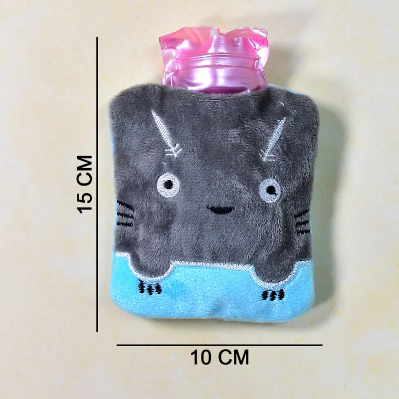 Grey Cat Print Small Hot Water Bag With Cover - Health Care