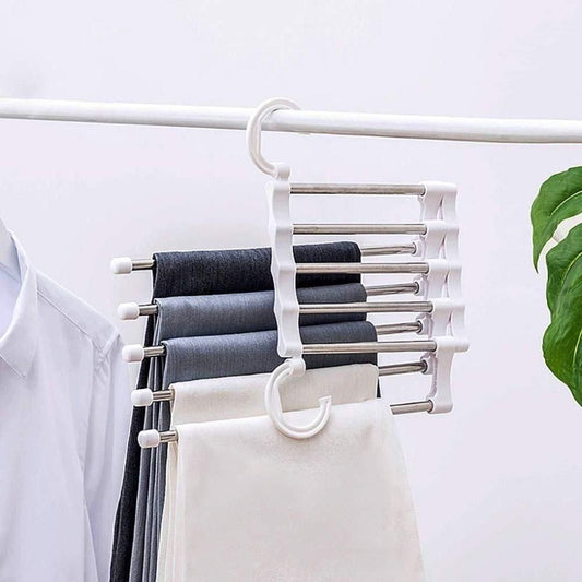 Hanger 5 In 1 Stainless Steel Multifunction Retractable Rack Trouser Hanger(Pack of 2)