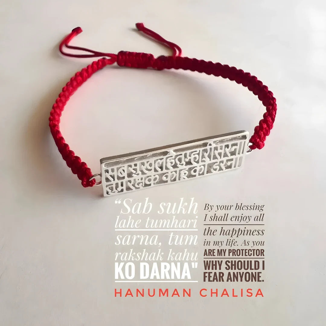 Hanuman Chalisa Protection Silver Plated Bracelet