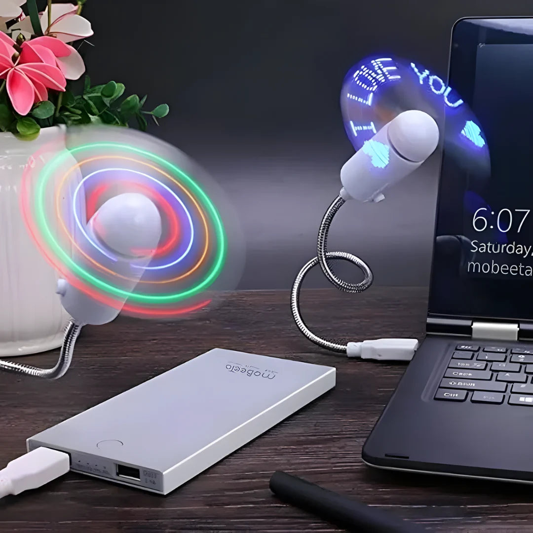 USB LED Fan with Programmable CD Customized Message