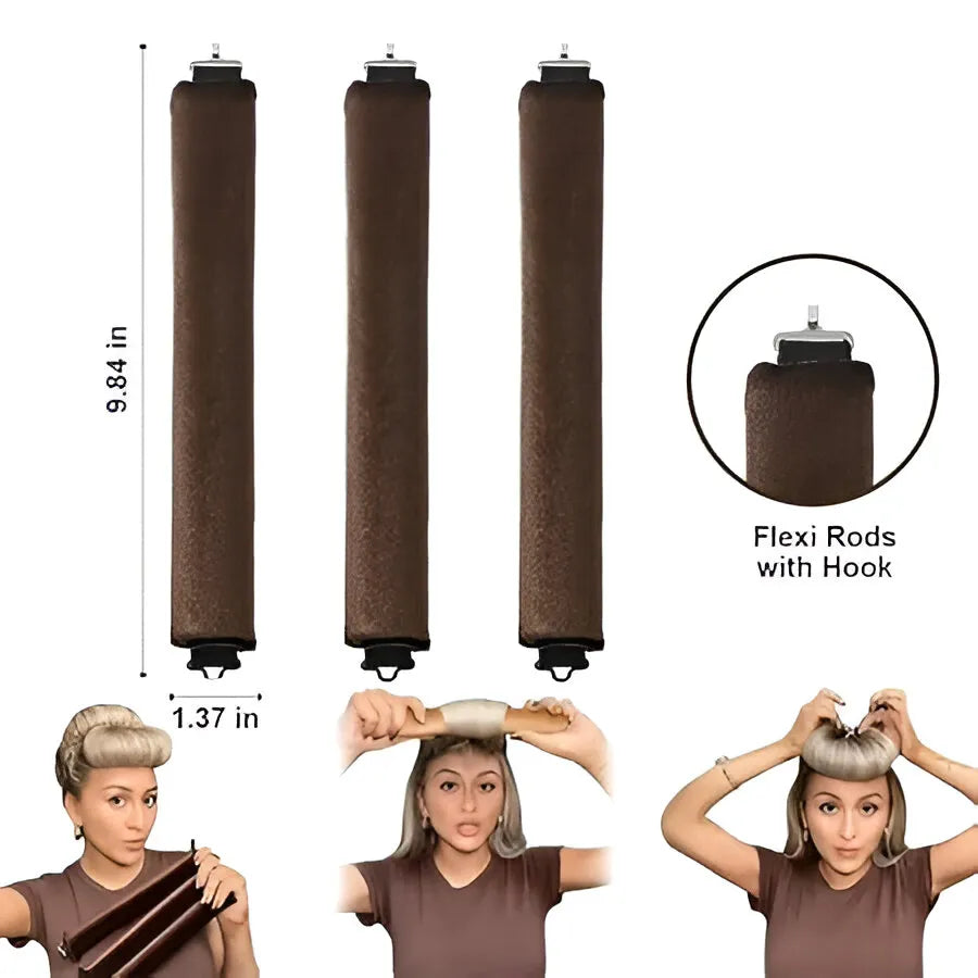 Heatless Curling Rods with Hooks (Pack of 3) hair care
