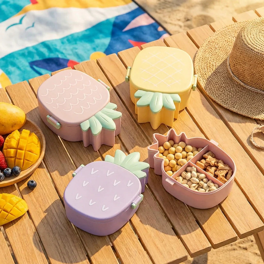 Best kids pineapple shaped lunch box with spoon-fork - sets | 2026 | fast shipping