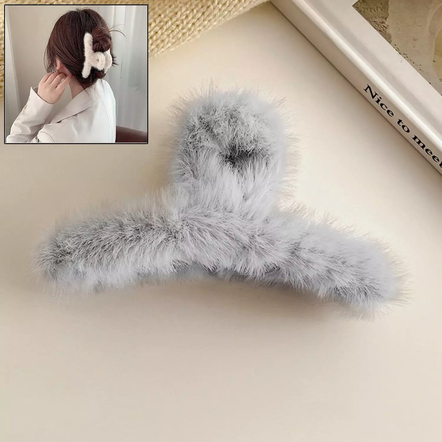 Large Plush Hair Claw Clip - Health & Personal Care